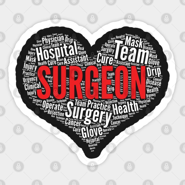 Surgeon Heart Shape Word Cloud Design product Sticker by theodoros20